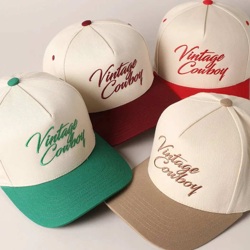 🤠 Vintage Cowboy Embroidery Two-Tone Cap