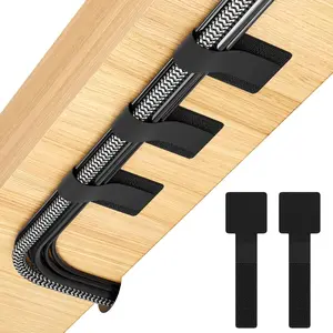 100 count  Straps Hook and Loop  Ties -  Holder for Desk  Management Under Desk -  Cord Organizer for  Office Gaming Setup - Black