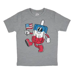 Youth Funny T Shirts USA Popsicle Sarcastic Fourth Of July Graphic Novelty Tee for Kids Funny T Shirts Patriotic Tops for Kid Novelty Tees for Kids Light Grey