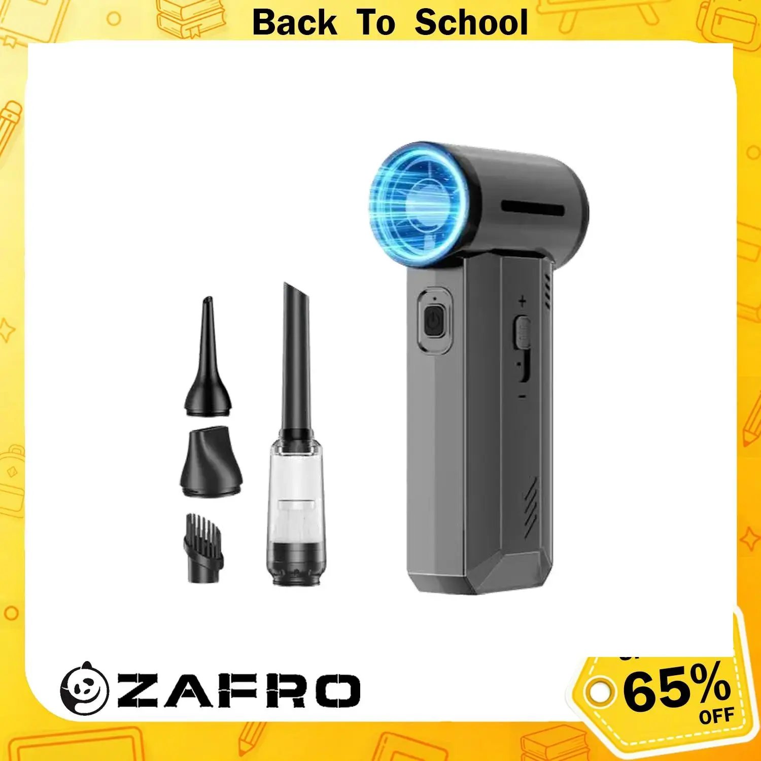 ZAFRO Rechargeable Handheld Portable Fan - 2x4000mAh Battery-Powered Brushless Fan, 3.5H Fast Charge, Multi-Speed with Various Nozzles, Household Appliances, Battery-Powered Portable Fans, Brushless Portable Fans