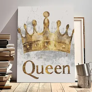 Queen Crown Pattern Wooden Frame Canvas Painting, Modern Art Wall Decoration, Home Living Room Bedroom Office Wall Decoration, Poster
