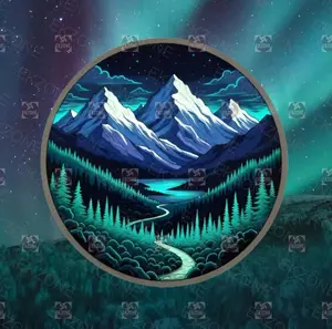 Glow-in-the-Dark Mountain Forest Northern Lights Vinyl Sticker