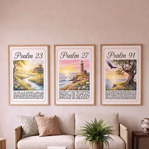 Psalm 23 27 91 Poster Set – Christian Bible Verse Wall Art, Faith Scripture Home Decor, Unframed HD Print
