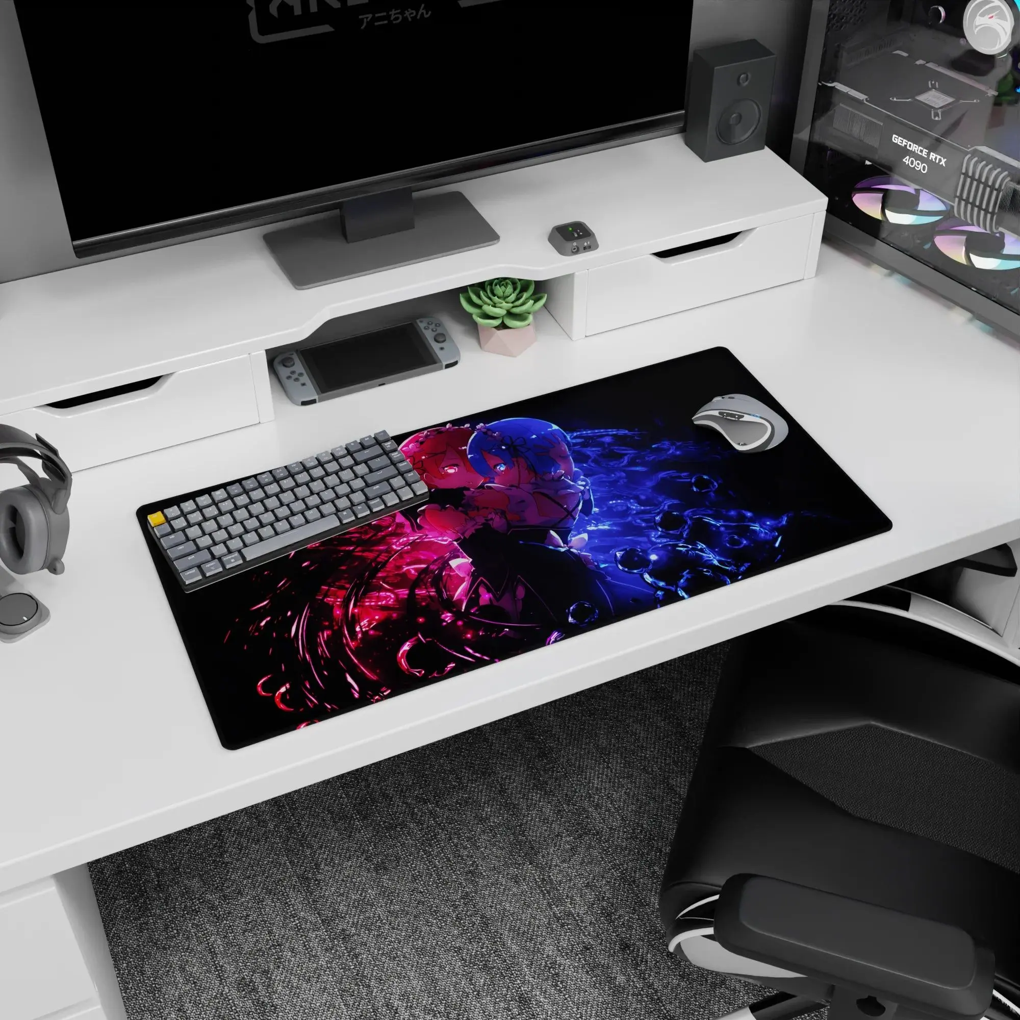 [SALE UP TO 30%]Re-Zero - Anime Desk Mat - Rem & Ram, Mouse Pad for Anime Fan, Gaming Desk Accessories, Large Computer Pad, Desk Decor