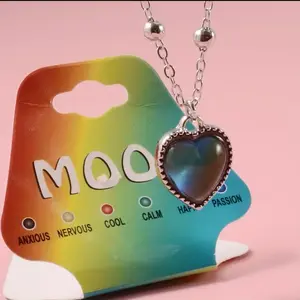 Heart Shape Mood Necklace with Silver Plated Chain (Color Changing)