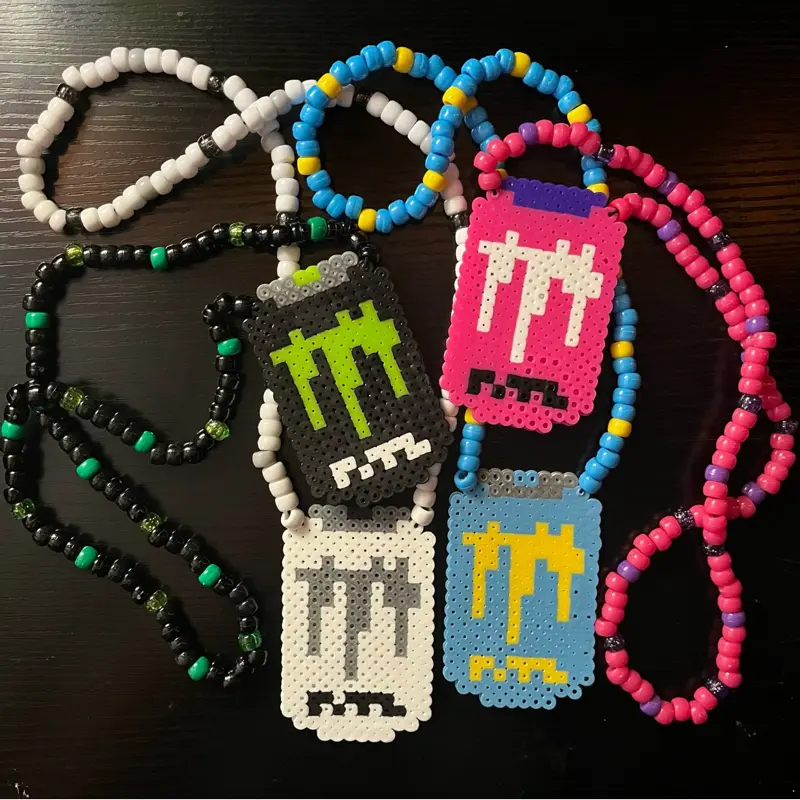 multicolor energy drink kandi necklace