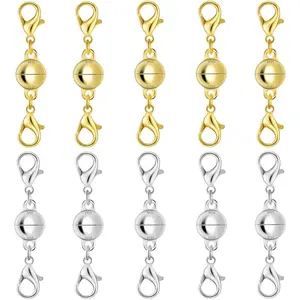 925 Silver Double Lobster Magnetic Necklace Clasps, Magnetic Necklace Clasps and Closures, Double Lobster Clasp Magnetic Jewelry Clasps for Necklaces (10pcs | Gold Silver)