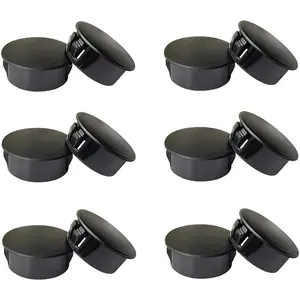12 Pack 25mm/1" Black Plastic Hole Plugs for Cabinet and Screw Holes