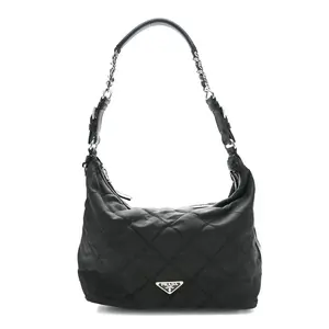 Pre-owned PRADA Nylon Shoulder Bags Tessuto Quilted Shoulder Bag Black