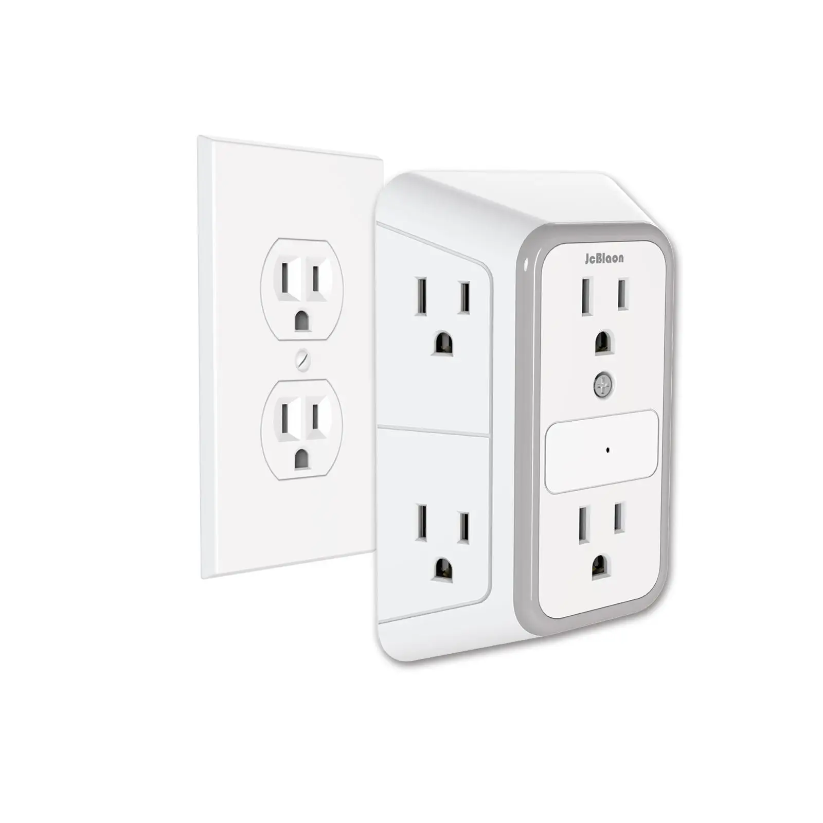 Surge Protector Power Strip, 6 Outlets Multi Plug Outlet Extender with 5ft Braided Extension Cord, Flat Plug Wall Mount for Home Office