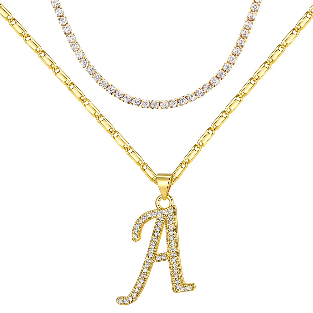 Initial Necklace Set-Golden