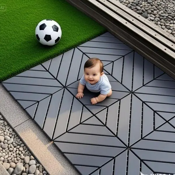 Plastic Interlocking Deck Tiles,44 Pack Patio Deck Tiles,12"x12" Square Waterproof Outdoor Indoor All Weather Use,Dark Grey