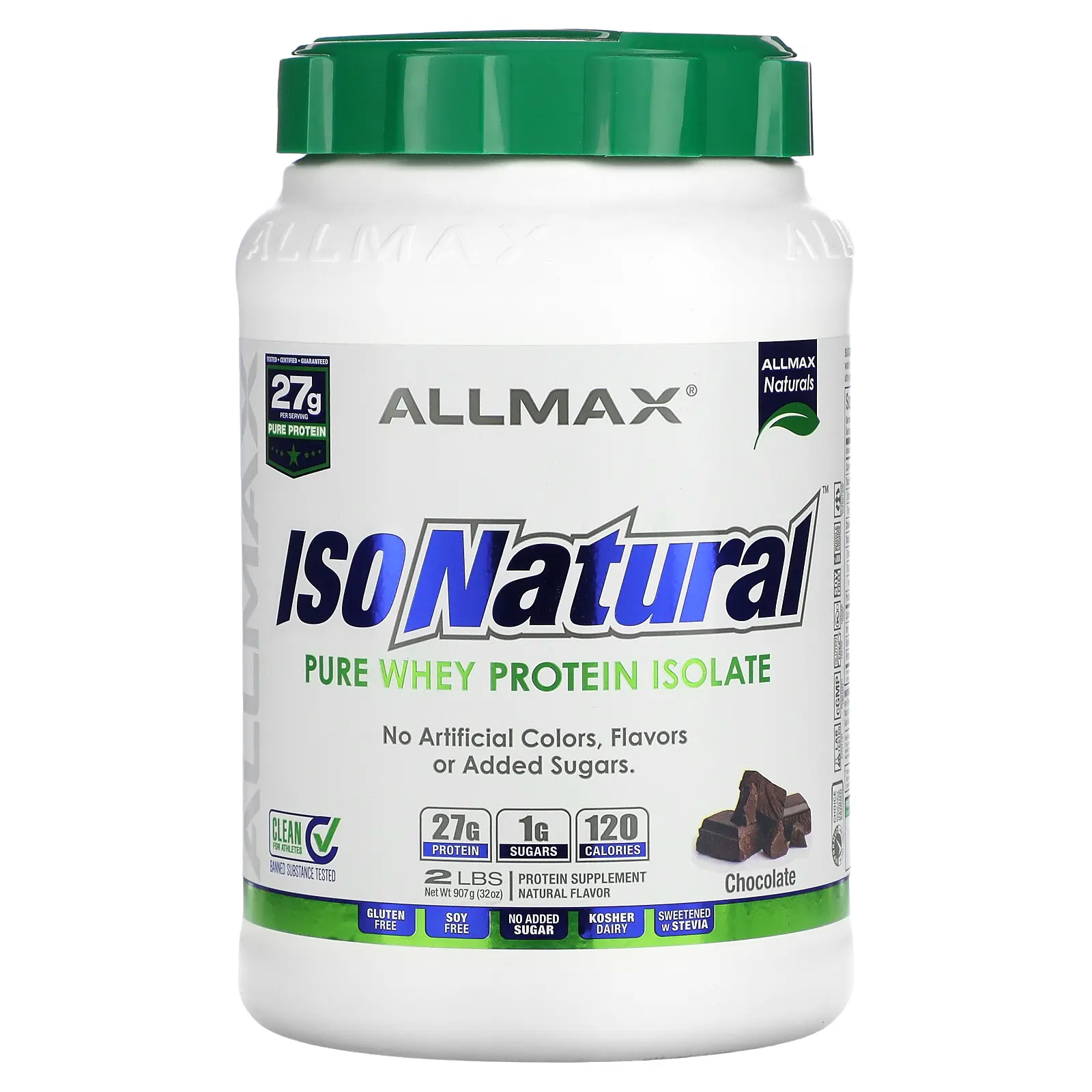 ALLMAX ISONatural™, Pure Whey Protein Isolate, Chocolate, 2 lbs (907 g) ALLMAX ISONatural™, Pure Whey Protein Isolate, Chocolate, 2 lbs (907 g)