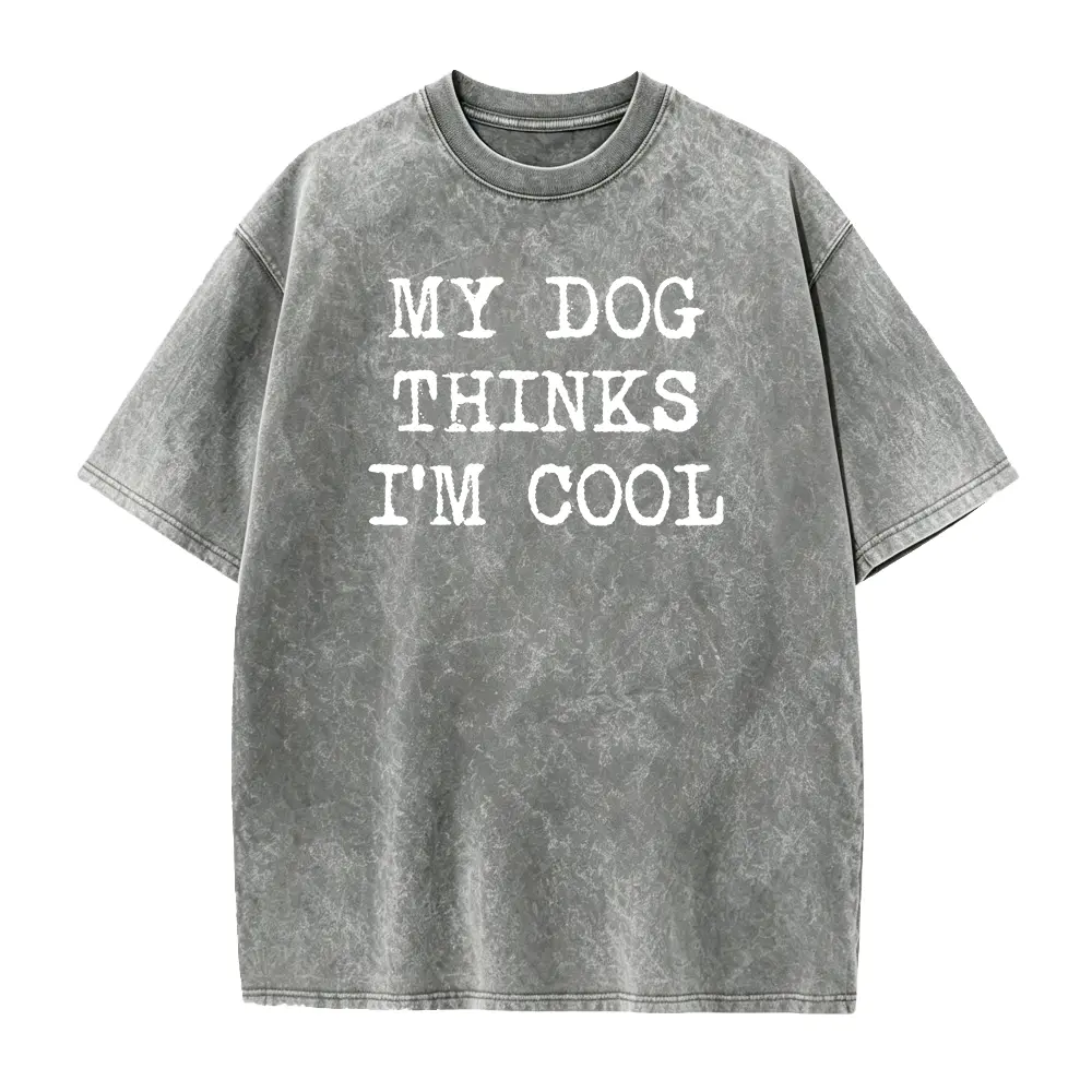 Unisex Milk Silk T-Shirt with Funny Dog Lover Quote – 'My Dog Thinks I’m Cool' Pet Humor Tee for Men and Women
