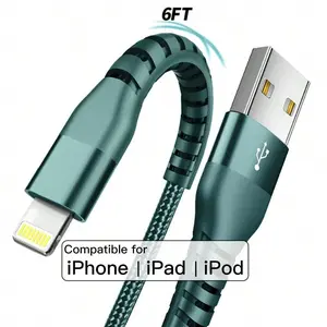 6FT [Apple MFi Certified] USB A Cable, Nylon Braided Cable Charging Cable For Cellphone Smartphone iPhone iPad, Data Cable For Home Office Outdoor for iPhone 14/13/12/11 Pro Max