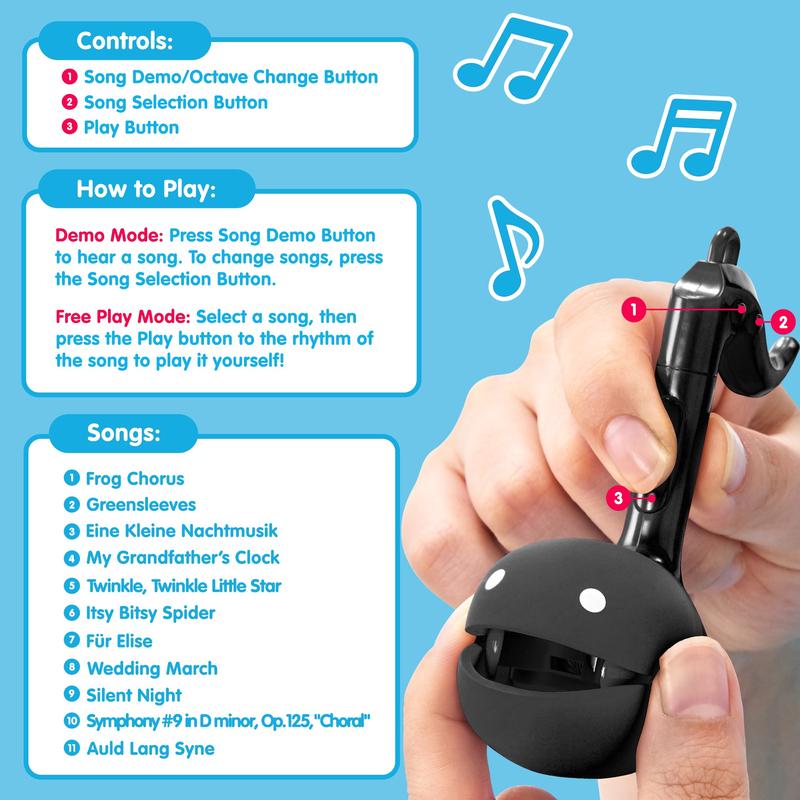 Otamatone Melody [Black] Portable Mini Size Keychain with 11 Pre-Programmed Songs - Musical Electronic Toy from Japan by Maywa Denki