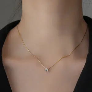 Chain Necklace for Women Trendy Dainty Gold Necklace s for Women Simple Sparkle Thin Chain with a CZ Diamond Pendant