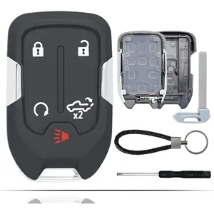 Key Fob Shell Case Replacement Fits for Chevy Silverado GMC Sierra 1500 2500HD 3500HD 2019 2020 2021 2022 2023 Keyless Entry Remote Control 5 Button Key Pad Cover