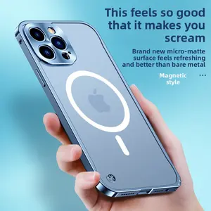 For iPhone 17 Pro Max 17 Pro 16 Pro Max 16 Pro 15 14 13 Case Magnetic Magsafe Metal Frame Frosted Backplate Seahorse Buckle Shockproof Protective Cover Wireless Charging Compatible Accessories