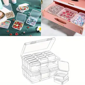 30Pcs Mini Clear Plastic Organizer Boxes and 2 Lagre Outer Storage Containe with Hinged Lids for Organizing Craft and Jewelry Making Supplies,Small Bead Storage Containers Set Transparent