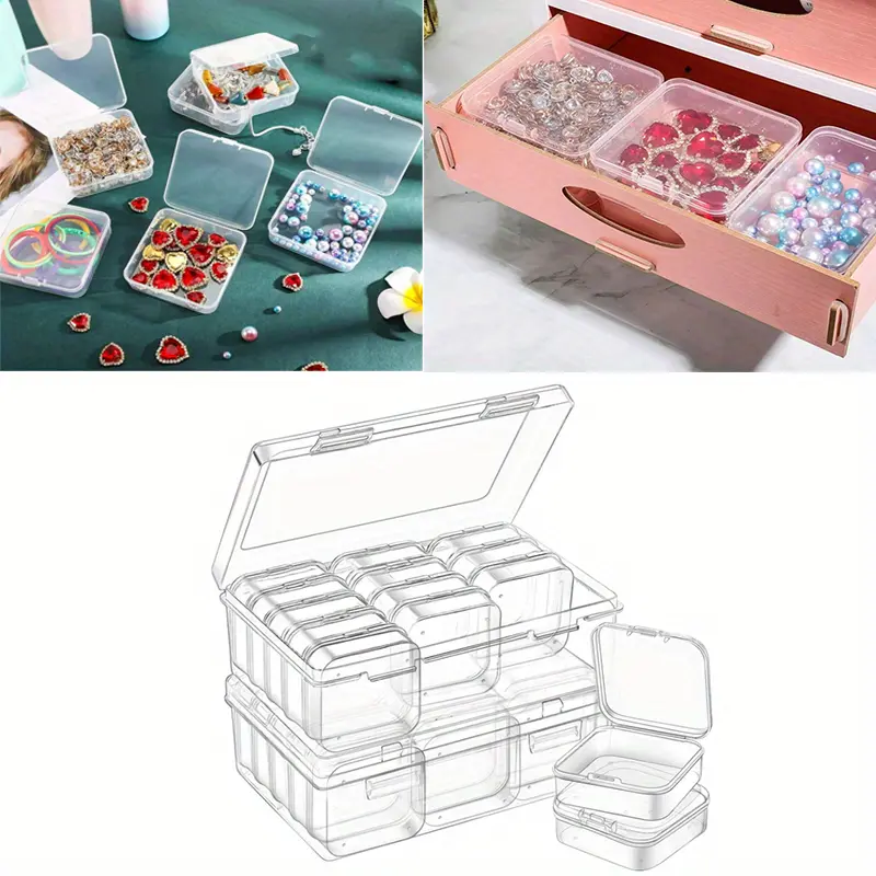 30Pcs Mini Clear Plastic Organizer Boxes and 2 Lagre Outer Storage Containe with Hinged Lids for Organizing Craft and Jewelry Making Supplies,Small Bead Storage Containers Set Transparent