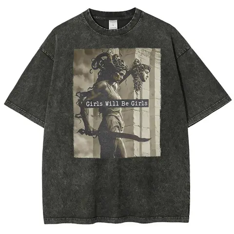 Men's Retro Cotton Washed Tee, Unisex Menswear T-Shirt - Short-Sleeve, Garment-Dyed, Round Neck, Distressed Print, Ribbed, Casual Fit, Breathable Summer Hemmed Top, Twill-Taped Shoulder, Soft, True to Size, Double Needle Stitching, Casual Wear