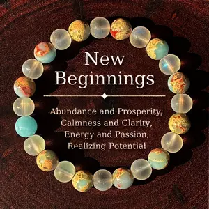 New Beginnings Bracelet Abundance And Prosperity Calmness Healing Crystal Bead Gorgeous Beads Stone Gemstone Jewelry Energy Healing Love Girlfriend Boyfriend Souvenir Valentine Father Mother Anniversary New Year Christmas Halloween Birthday Gift