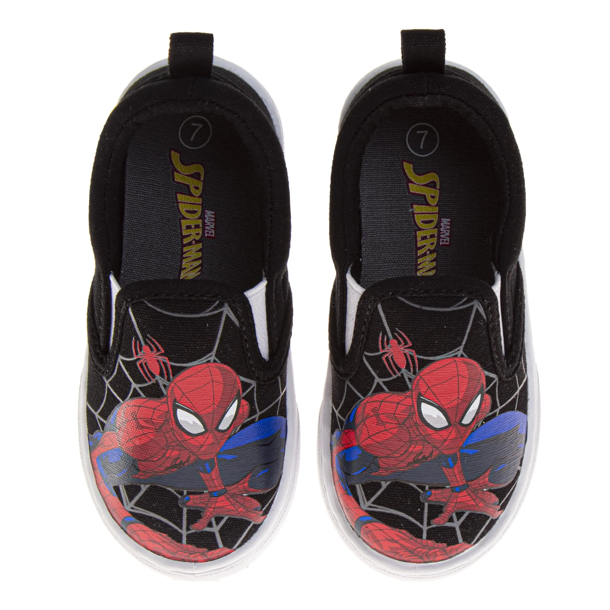 Spider-Man Boys' Cushioned Slip-On Canvas Trainers, 1 Pair, Size 5, for 4-5 Years (Toddler/Little Kid), Cartoon Print Shoes