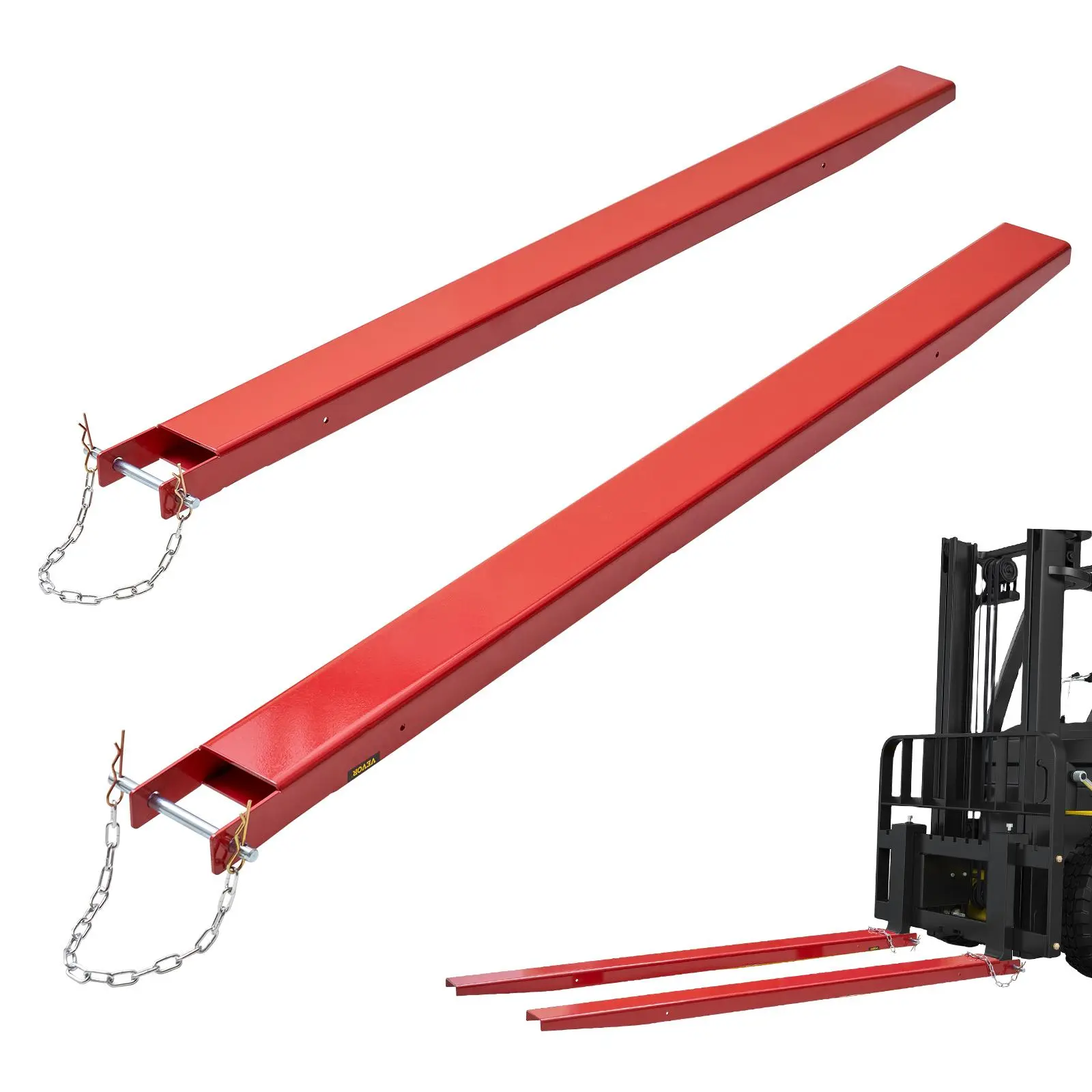 VEVOR Pallet Fork Extensions, 82 inches Carbon Steel Set (1 Pair with Pins), 4.5 inches W, 4000 lbs/1.815 t Capacity, Tool-Less Install for Forklift Users, Truck Loading Vehicle Accessories