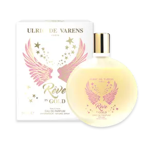 Ulric De Varens Reve in Gold Eau De Parfum for Women- Bright, Sparkly Scent - Notes of White Woods, Rose Petals, & Water Jasmine- Feminine, Delicate & Stunning - 3.4 Fl Oz
