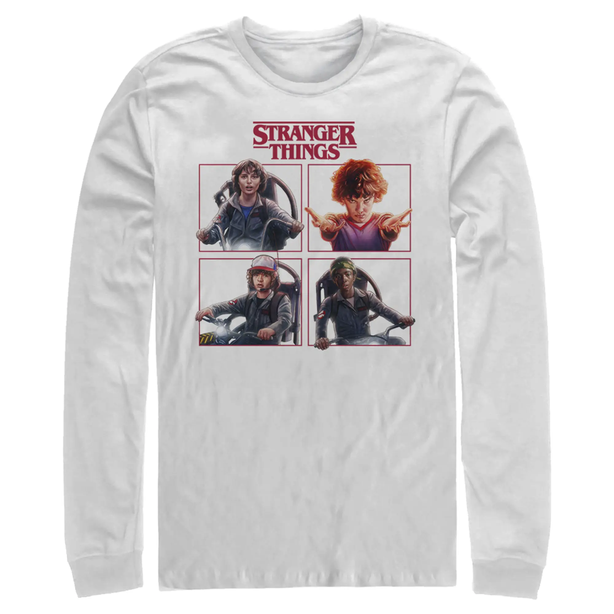 Men's Stranger Things Character Squares Long Sleeve Shirt