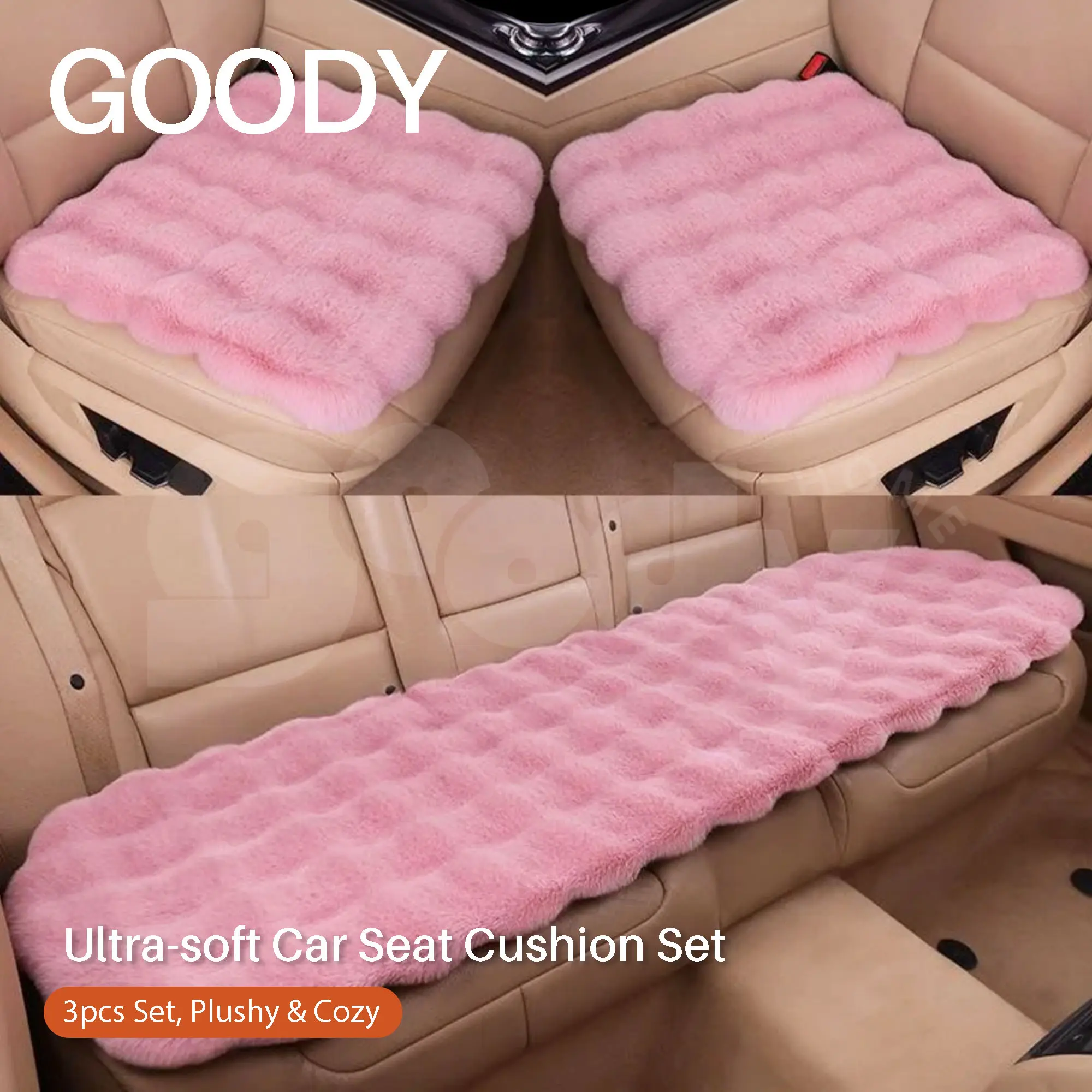 Ultra‑Soft 3‑in‑1 Plush Car Seat Cover Set Universal Warm Thickened Front & Back Seat Cushion Anti‑Slip Cozy Car Interior Accessory Winter Comfort Valentines Gift