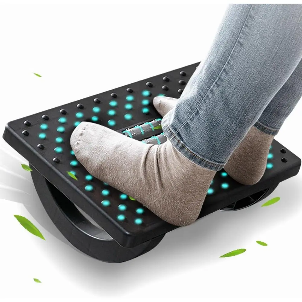 Foot Rest for Under Desk at Work - Ergonomic Foot Stools for Under Office Desk - Rocking Footrest with Roller Massager - Leg Rest for Chair, Computer Gaming -13" L x 9.6" W x 5" H