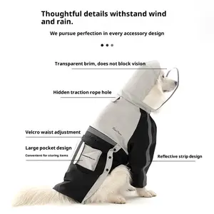 Waterproof Reflective Dog Raincoat with Leash-Friendly Pet Jacket for Samoyed Border Collie & Golden Retriever with Velcro Waist Adjustment and Large Pocket Design