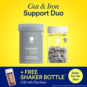 Ritual’s Gut & Iron Support Duo with Ritual’s New 48-Hour Iron BioSeries and Synbiotic+ for Daily Gut Health Support, 30 Day Supply*