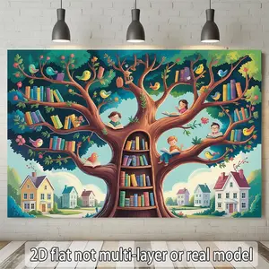 2D Flat - 1pc Enchanted Tree of Knowledge | Polyester Banner for Events, Wedding, Party, Coming-of-age, Ceremony, Four Season, Entryway, Room Decor, Indoor/Outdoor Celebrations, Perfect Gift
