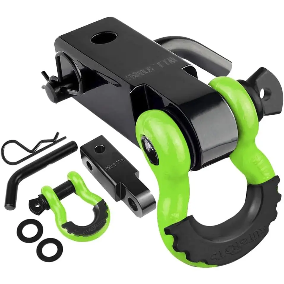 Tow Hitch Receiver 2", 45,000 Lbs Break Strength Shackle Hitch Receiver with 5/8" Screw Pin, 3/4 Shackle, Towing Accessories for  Trailer  Off-Road Green&Black