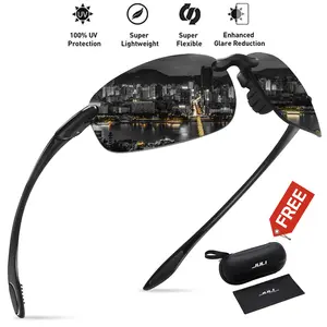 JULI Sports Sunglasses for Men Women Tr90 Rimless Frame for Running Fishing Baseball Driving MJ8001