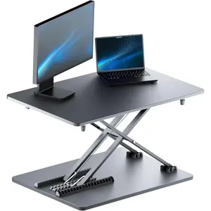 Standing Desk Converter, 25.16" × 15.75" Height Adjustable Laptop Stand for Desk, Sit Stand Monitor Stand, No Assembly Required for Home and Office Use (Black)
