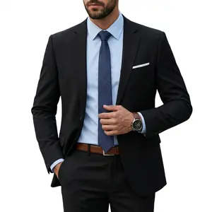 Men's 2 Piece Suit Set, Single-Breasted Slim Fit Blazer & Dress Pants, Formal Business Suit for Wedding, Office, Interview, Prom & Dinner, Black