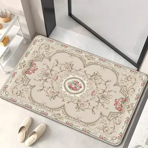 1pc of a Beige Bohemian Rug, 700Gsm, Featuring a Non-Slip Design Suitable for Bathroom Floors. This Microfiber Mat Is Absorbent And Machine Washable, Perfect for Use in Bedrooms, Living Rooms, As an Entrance Mat accessories