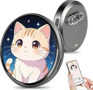 Digital Badge Pin, 1.95'' HD Touchscreen Smart Electronic Display Badge for Photos, GIFs & 15s Videos, Bluetooth App Control Digital Pin for Backpacks
