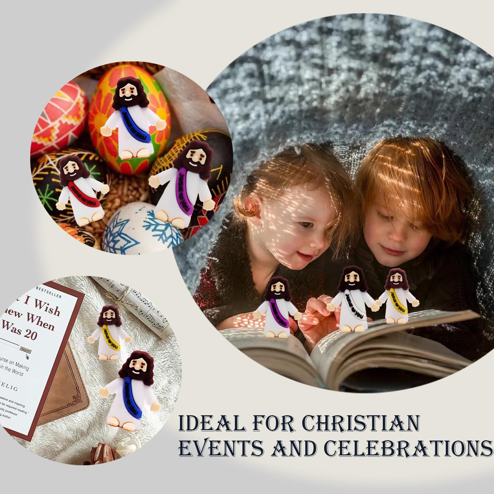 30PCS Little Jesus Figures, Mini Jesus Figurines in Bulk, Multicolor Tiny Jesus Figures, Miniature Figurines to Hide and Seek Religious Gifts for Easter Egg Stuffers (30PC)