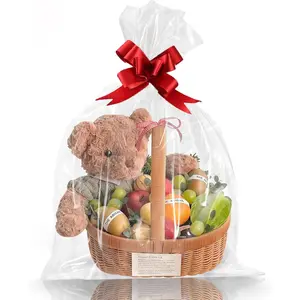 Clear  Bags 10 count 16x24 Inches Large Cellophane Wrap for  Baskets Wrapping Plastic with Ties for  Giving, Packaging Products