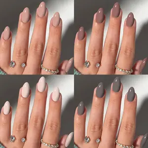 96 Piece Nude Commute Nail Set, High-End Full Coverage Oval Short Nails, Self-Adhesive with Complete Tools, Suitable for Office/commute, Office Commutes