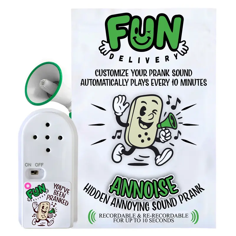 Annoise Recordable Prank Noise Maker by FUN Delivery – Hidden Sound Device, Record Your Own 10-Second Prank, Funny Office Prank, Gag Gift for Coworkers & Boss, April Fools & White Elephant