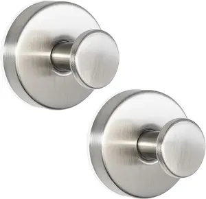 2 Pack Vacuum Suction Cup Hooks | No Drill Rustproof 304 Stainless Steel Wall Hangers for Bathroom Shower & Kitchen