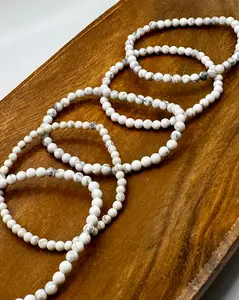 Howlite 4mm Sphere Bracelet - Original Design with Clear Sphere Stone