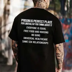 Prison Is Perfect Place For Liberals T-Shirt, Mens Shirts Funny, Conservative Political Graphics Tee, Patriotism Graphics Shirt, Men's Gifts, Casual Menswear, For Men
