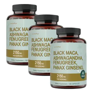 4-in-1 Organic Black Maca Root Ashwagandha Fenugreek Panax Ginseng Supplement for Men & Women 2150mg per Serving 120 Capsules Natural Healthcare Fitness